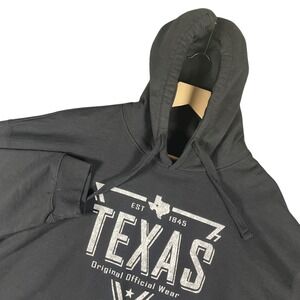 Vintage Texas Graphic Hoodie Sweatshirt Mens XL Black Pullover Casual Drawstring